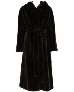 Liska Hooded Belted Coat - Black