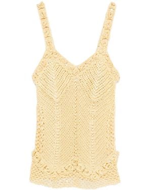 Judy Turner Gehäkeltes Daisy Top mit Blumenriemen - Natur