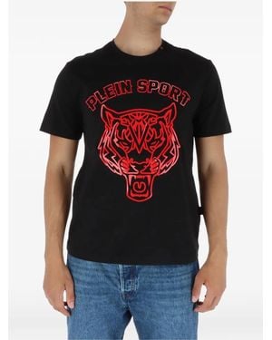 Philipp Plein Tiger-Head Graphic-Print T-Shirt - Red