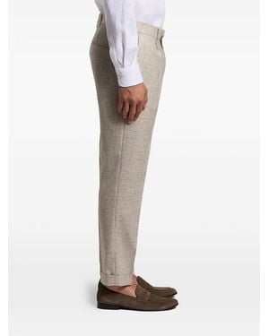 Peserico Pantaloni A Quadri Con Pieghe - Bianco