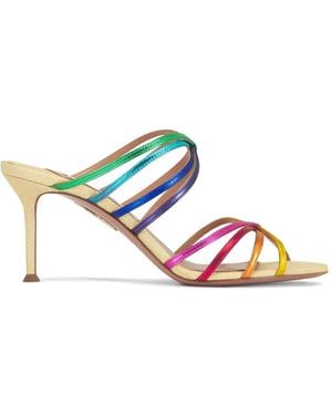 Aquazzura Tell Me Metallic Strappy Sandals - Pink