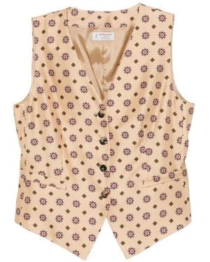 Alberto Biani Buttoned Patterned Waistcoat - Natural