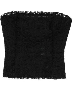 Akris Punto Haut Corsage À Fleurs - Noir