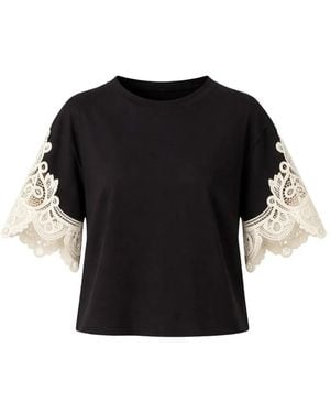 Twinset Blouse With Macramé Sleeves - Black