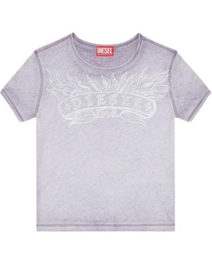 DIESEL Graphic-Print Pigment-Dyed T-Shirt - Purple