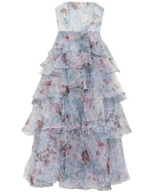Aje. Gabriella Tiered Floral-Print Gown Maxi Dress - White