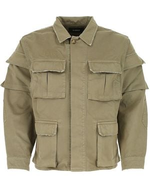 14 Bros Logo-Embroidered Military Jacket - Green
