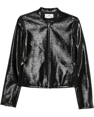 Courreges Vinyl-Effect High-Neck Jacket - Black