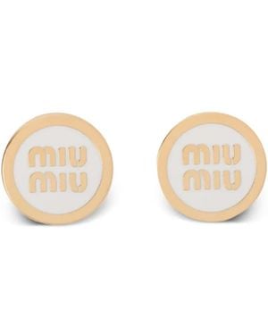 Miu Miu Enamelled Metal Earrings - Pink