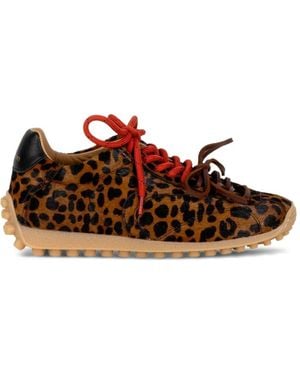 Stokton Golito Leopard-Print Pony-Hair Sneakers - Brown