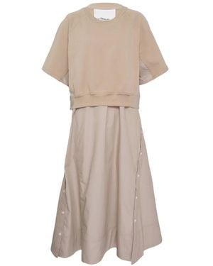 3.1 Phillip Lim Crew-Neck Short-Sleeve Midi Dress - Natural