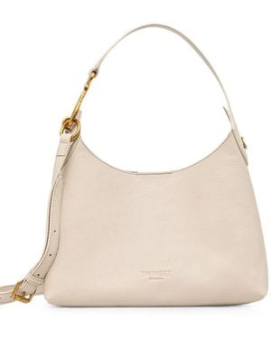 Twinset Logo-Debossed Leather Shoulder Bag - Natural