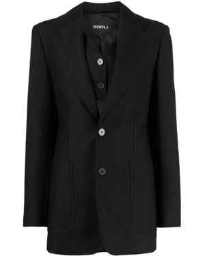 Goen.J Notched-Lapels Single-Breasted Blazer - Black