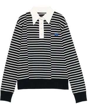Wales Bonner Reflect Striped-Pattern Polo Top - Black