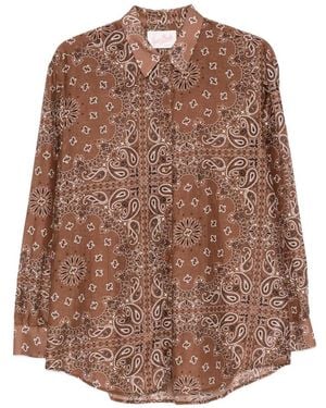MC2 Saint Barth Bandana-Print Long-Sleeve Cotton Shirt - Brown