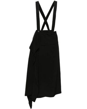 Yohji Yamamoto Shoulder-Straps Satin Skirt - Black
