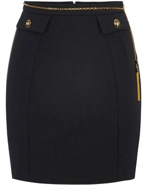Elisabetta Franchi Pencil Skirt With-Tone Button Details - Black