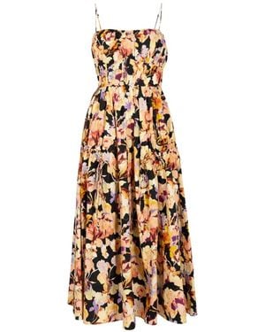 Ulla Johnson Vidri Cami Floral Cotton Midi Dress - Metallic