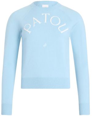 Patou Logo-Detail Long-Sleeved Sweater - Blue
