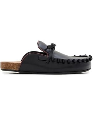 JW Anderson Bow Tie Leather Mules - Black