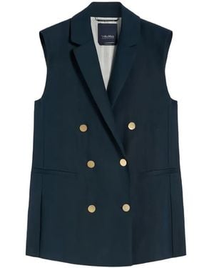 Max Mara Double-Breasted Sleeveless Jacket - Blue