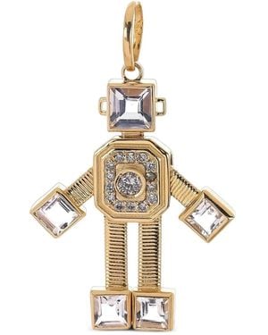 Van Robot 18K Robot Diamond And Morganite Pendant - Metallic