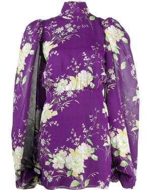The Attico Flower-print Mini Dress - Purple
