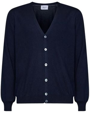 D4.0 V-Neck Button-Up Cardigan - Blue