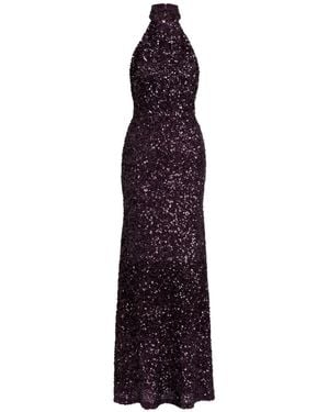 Silvia Tcherassi Dido Sequin-Embellished Halterneck Maxi Dress - Purple