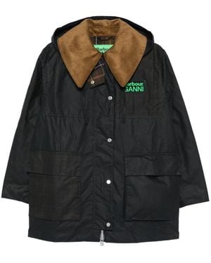 Barbour X Ganni Waxed Duffle Coat - Black
