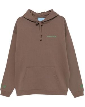 11 11 L.U.C.K. Logo-Embroidered Hoodie - Brown