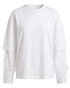 DARKPARK Troy Feather-Trim Layered-Sleeve Sweatshirt - White