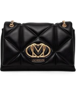 Love Moschino Sac À Bandoulière Matelassé À Plaque Logo - Black