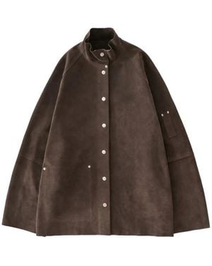 Studio Nicholson Dash Raglan Sleeve Suede Jacket - Brown