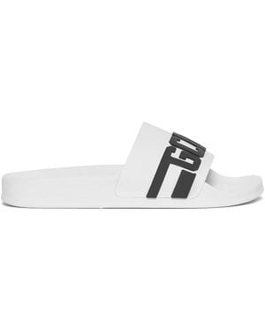 Gcds Sandali Slides Con Logo Goffrato - Bianco