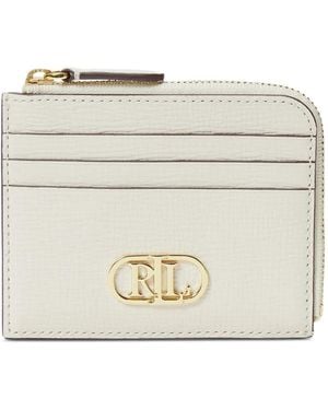 Ralph Lauren Logo-Plaque Zip Wallet - Natural