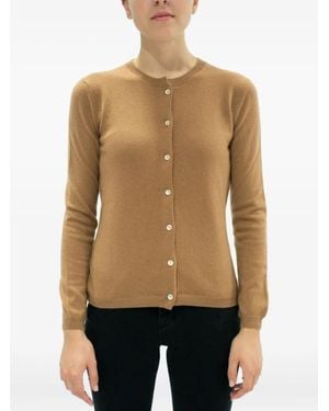 LA ROSE Button Cashmere Cardigan - Natural