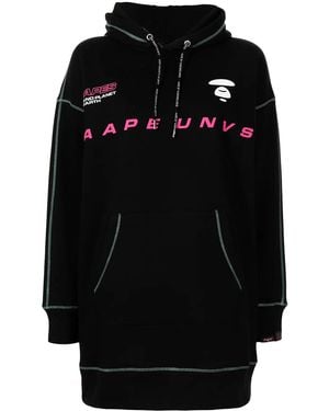 Aape By A Bathing Ape Logo Print Hooded Dress - Black