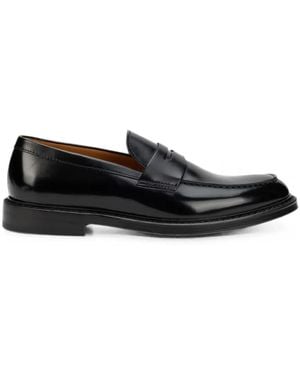 Doucal's Polished Leather Loafers - Black