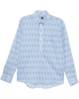 Fedeli Paisley-Print Shirt - Blue