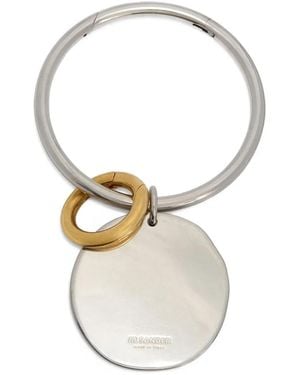 Jil Sander Two-Tone Circular Keyring - White