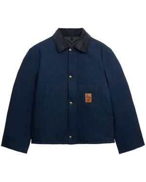 Fortela New Old Corduroy Collar Cotton Jacket - Blue