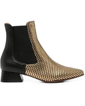 Chie Mihara Helix Polka-Dot Leather Ankle Boots - Black