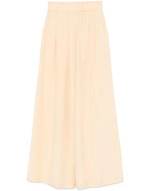 Patrizia Pepe Logo-Plaque Palazzo Trousers - Natural