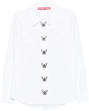 Chopova Lowena Butterfly-Embellished Shirt - White