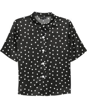 agnès b. Polka-Dot Buttoned Top - Black