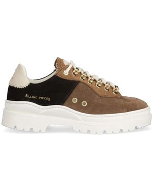 Filling Pieces Suede Court Trainers - Brown