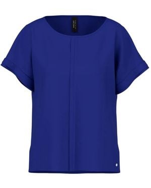 Marc Cain Pleat-Detail Short-Sleeve Blouse - Blue