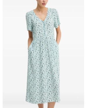 Marc O' Polo Midikleid mit Blumen-Print - Blau