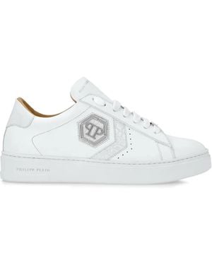 Philipp Plein ロゴパッチ レザースニーカー - ホワイト